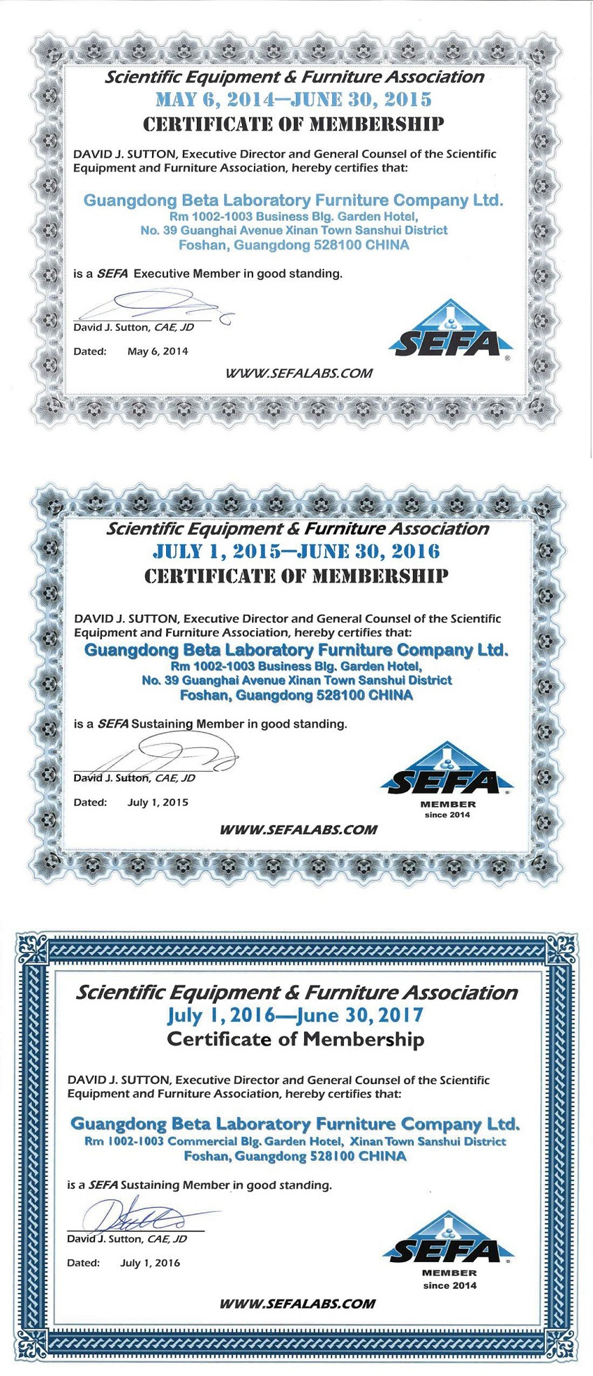 Laboratory Furniture SEFA Certificate - 3