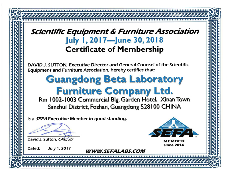 SEFA certificate